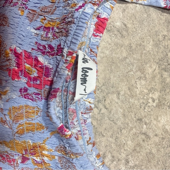 In bloom shirt top peplum pleat ruffle babydoll off shoulder short sleeve - Picture 2 of 4